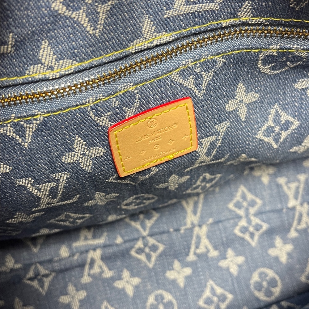 Blue Monogram Denim Tote Bag with Wallet - Picture 7 of 7